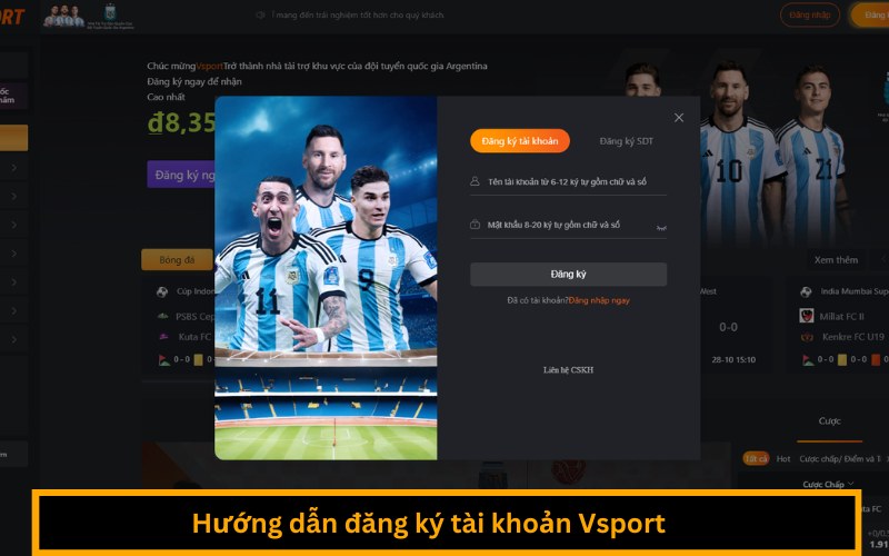 Hướng dẫn đăng ký tài khoản Vsport